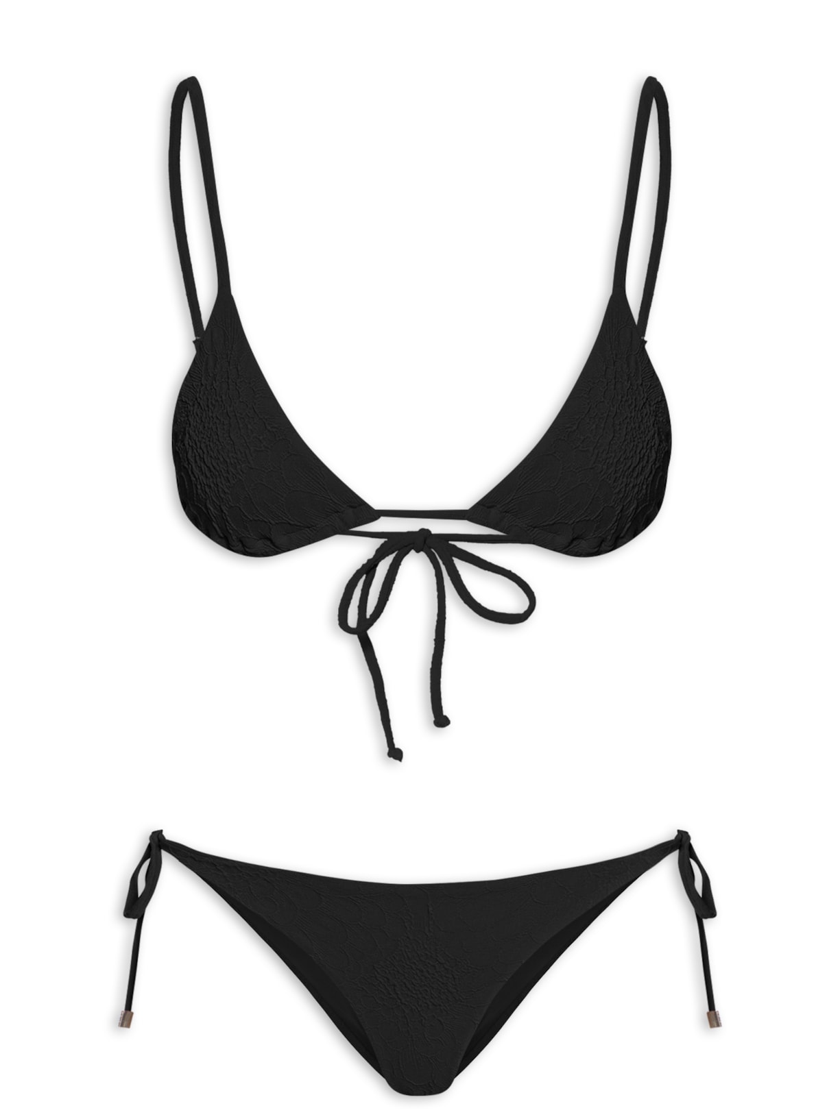 Biquíni Lacinho Textura Flor - Preto