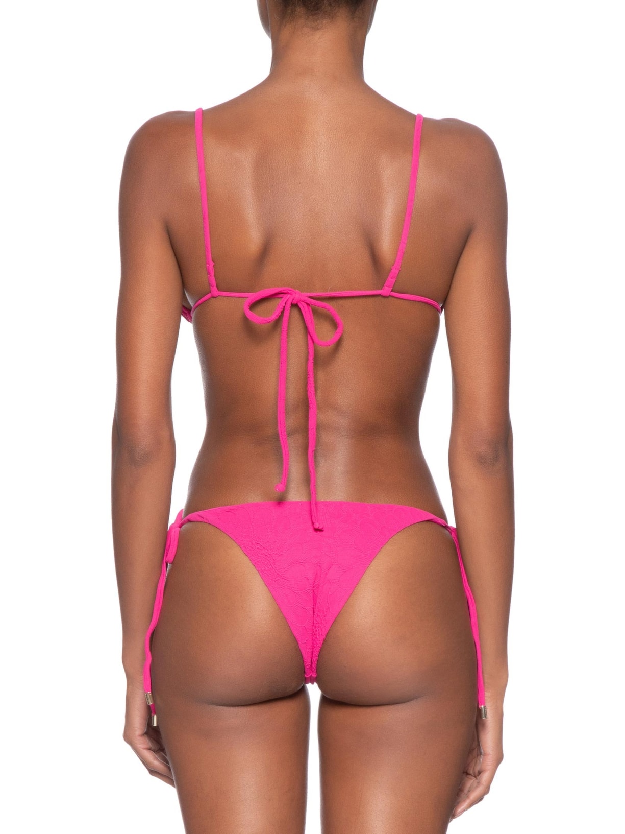 ?Biquíni Lacinho Textura Flor Rosa Farm Praia