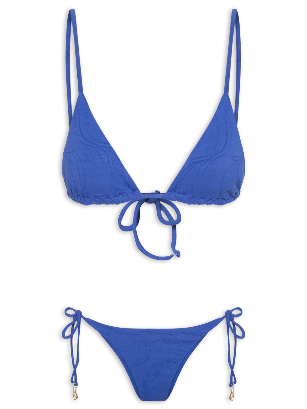 Biquíni lacinho Textura Peixe - Azul