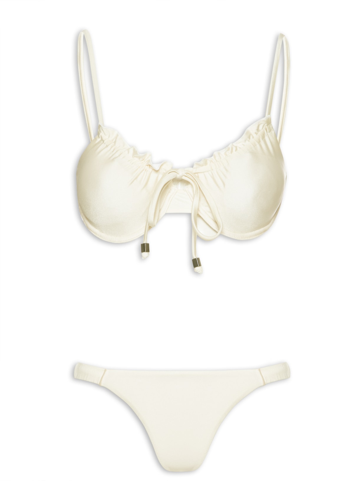 Biquíni Liso Com Amarração No Centro - Off White