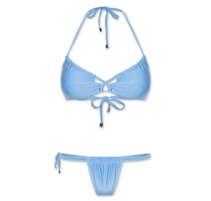 Biquíni Liso Com Frente Cruzada - Azul