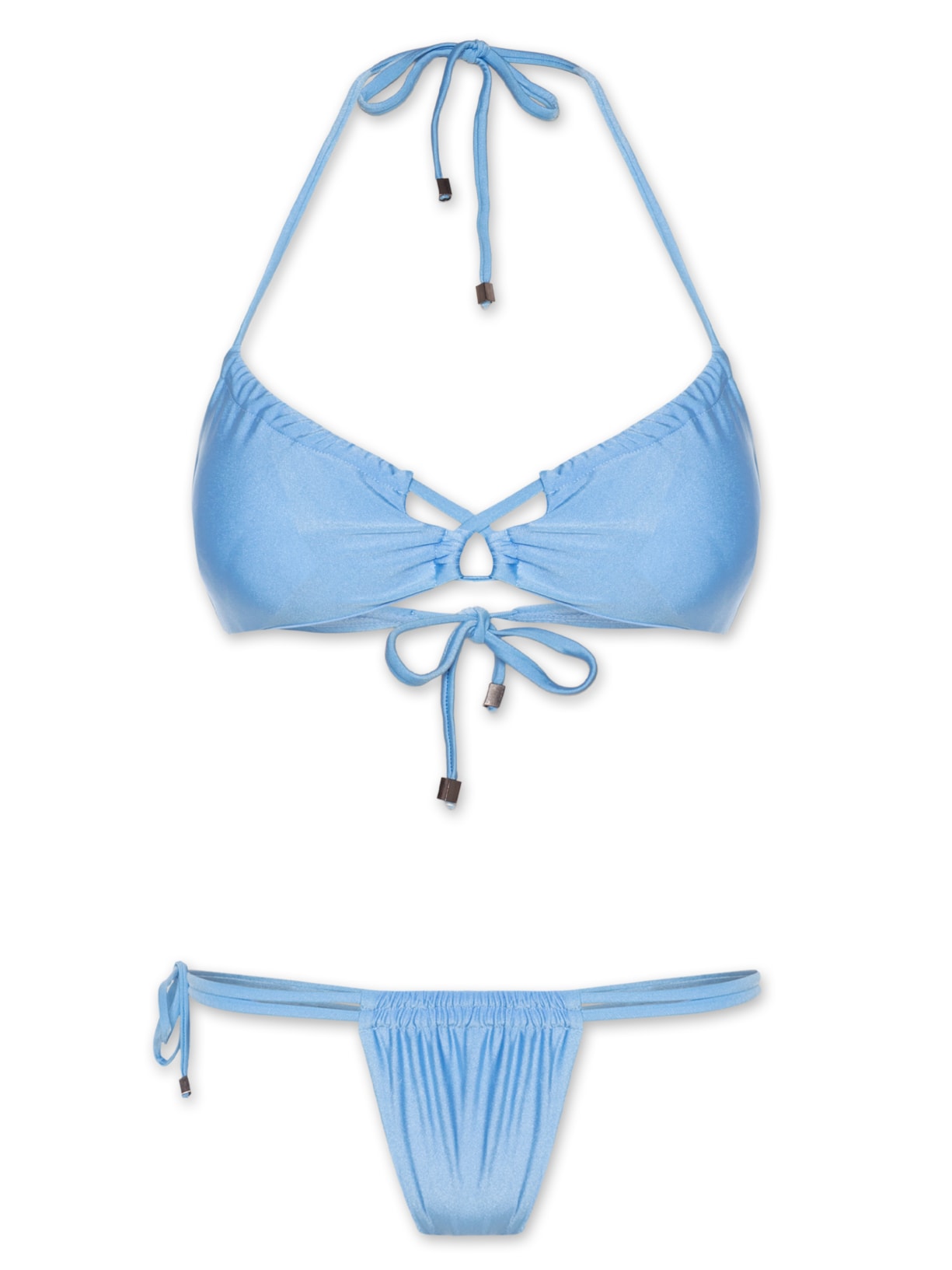Biquíni Liso Com Frente Cruzada - Azul
