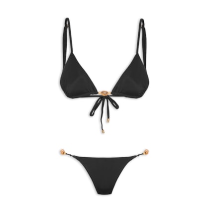 Biquini Liso Com Pedras - Preto