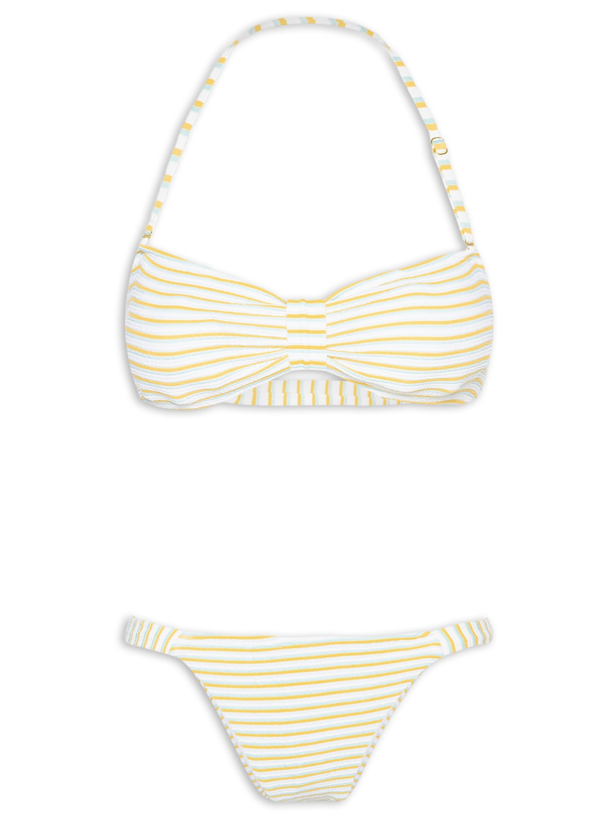 Biquíni Listrado Com Alça Removível - Bege