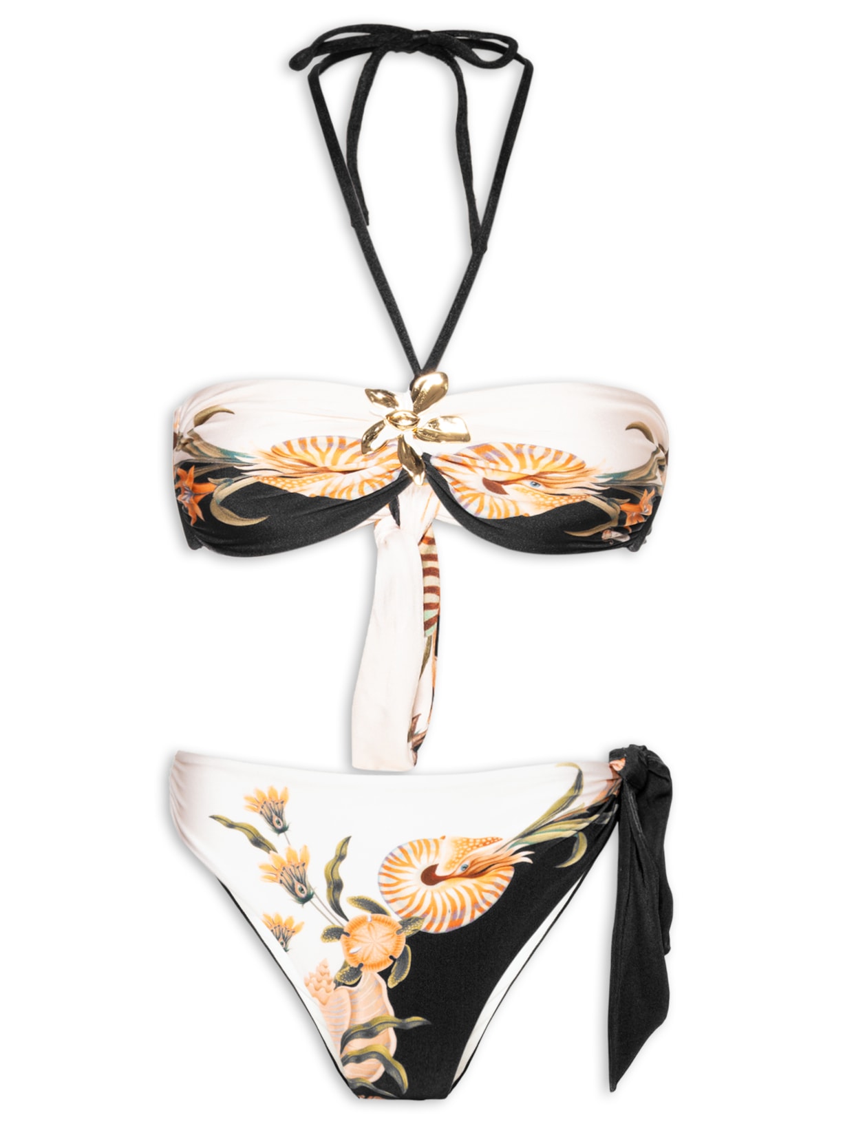 Biquíni Localizado Fivela Concha Surreal Preto Farm Praia