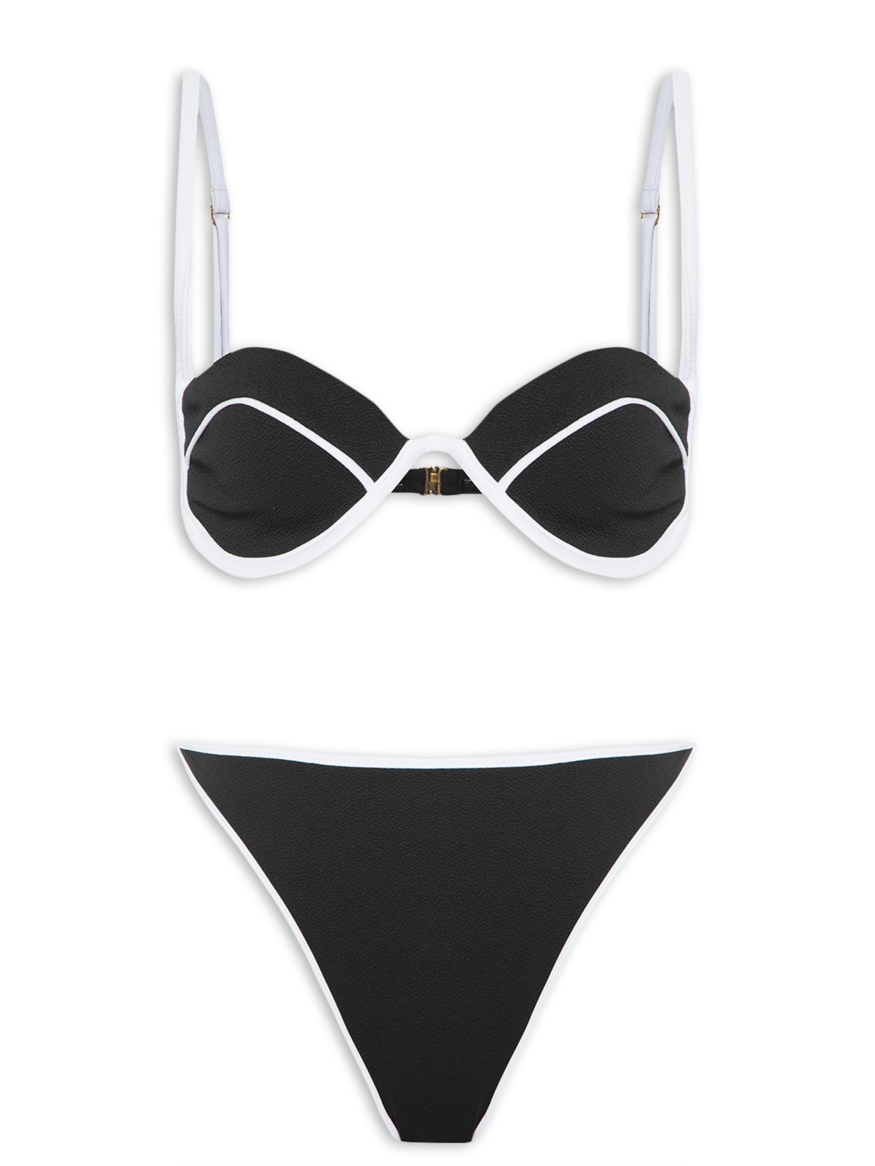 Biquíni Meia Taça Bicolor - Preto