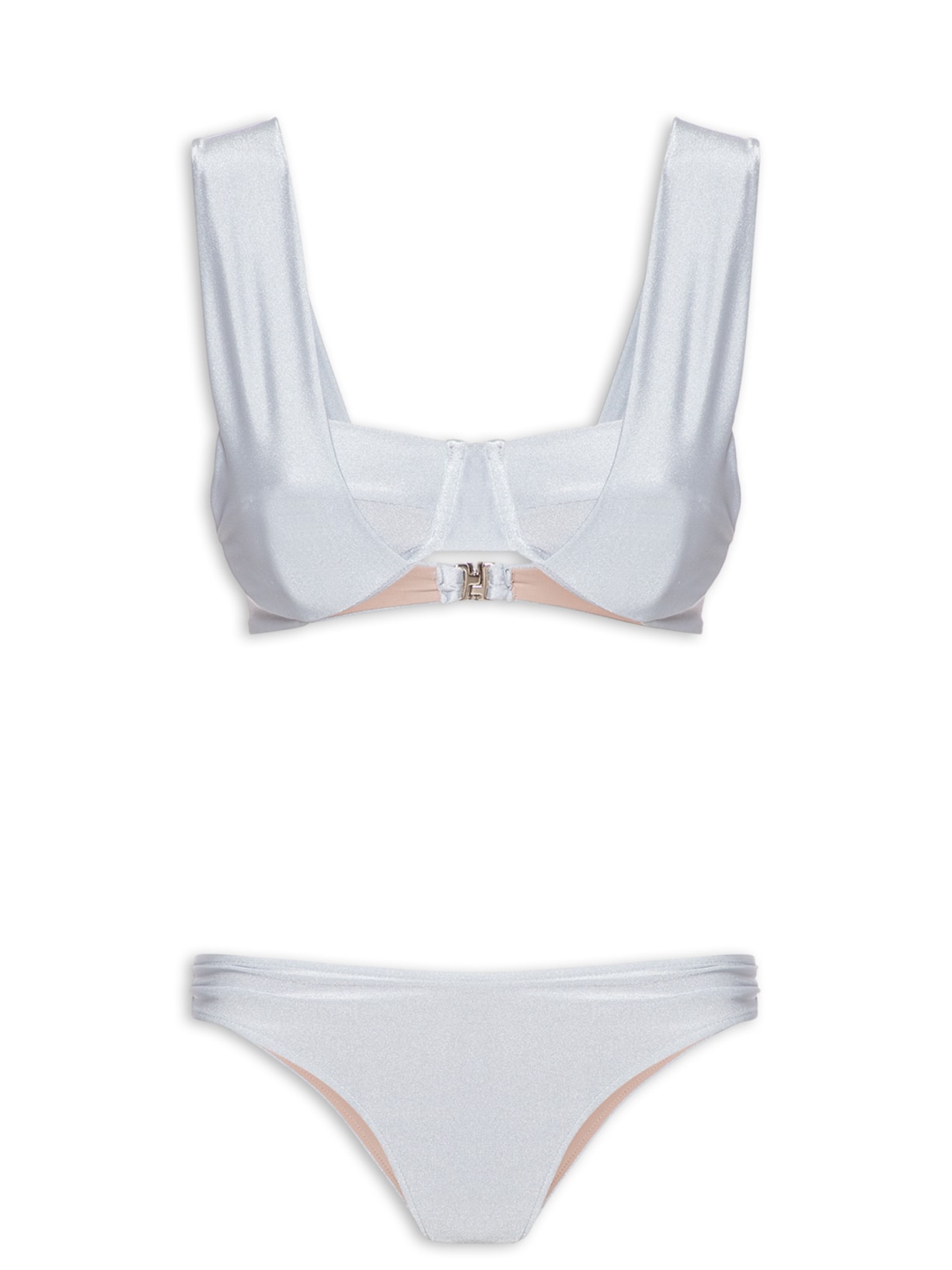 Biquíni Meia Taça E Calcinha Franzida - Prata