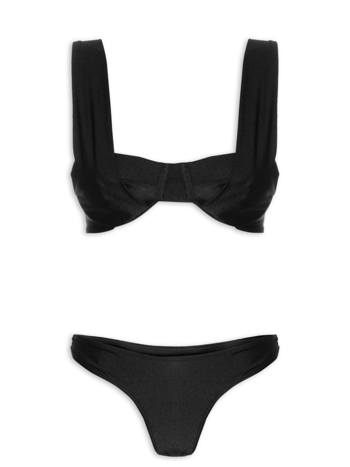 Biquíni Meia Taça E Calcinha Franzida - Preto