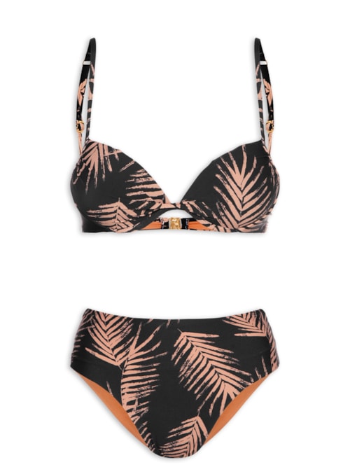Biquíni Meia Taça E Hot Pants - Preto
