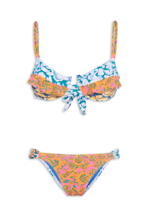 Biquini Meia Taça Estampado - Azul