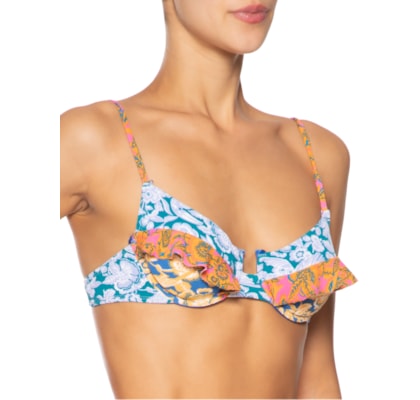 Biquini Meia Taça Estampado - Azul