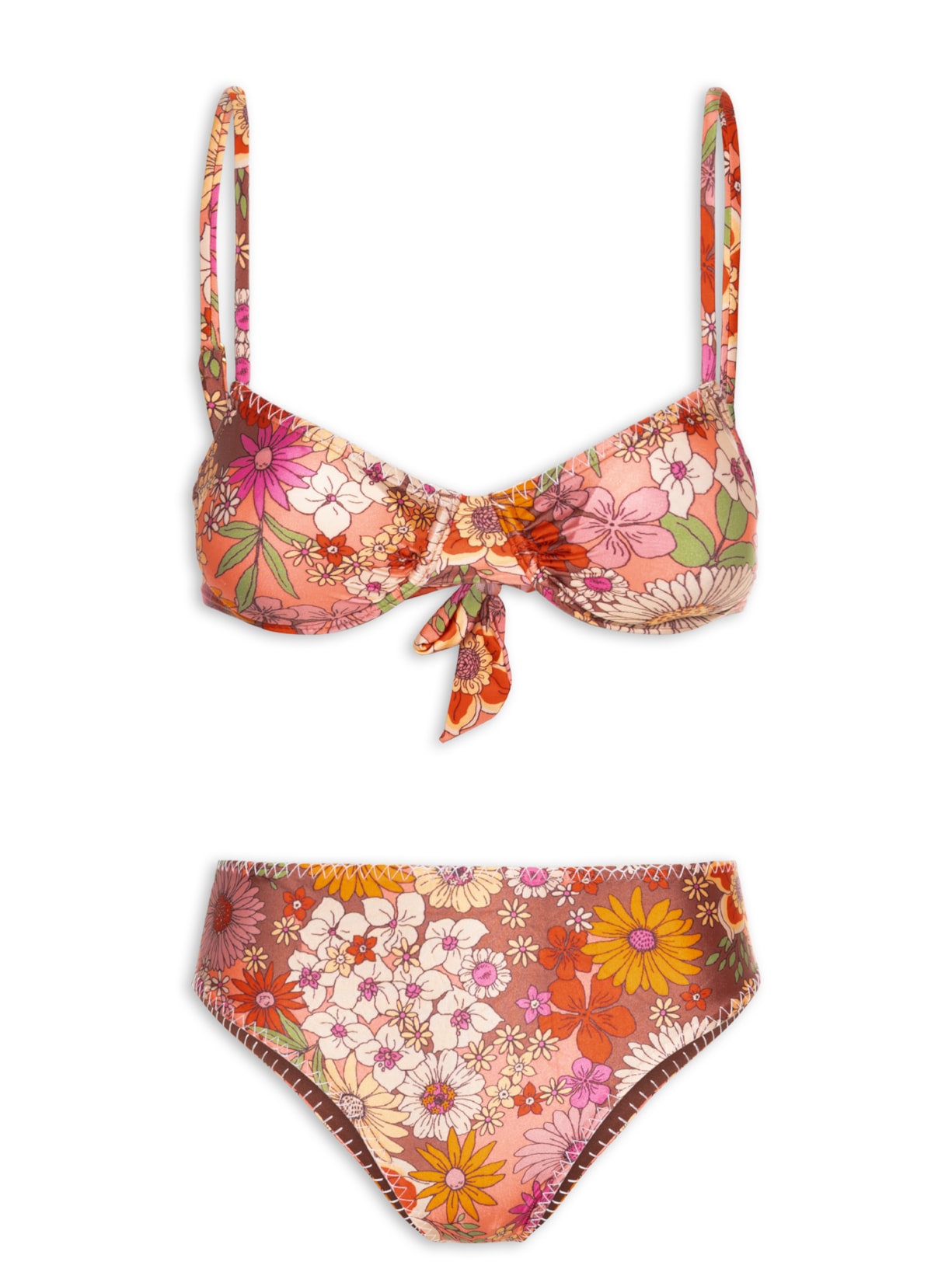 Biquini Meia Taça Estampado - Laranja