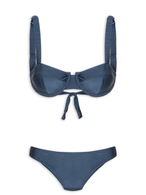 Biquíni Meia Taça Liso - Azul