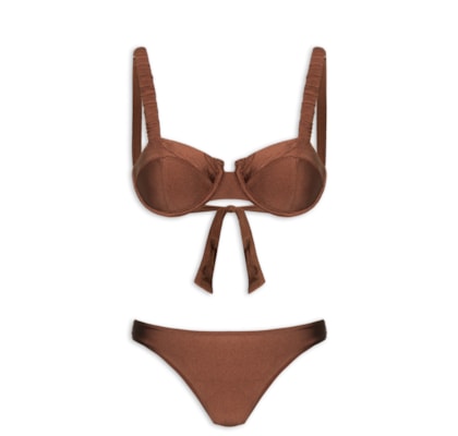 Biquíni Meia Taça Liso - Marrom