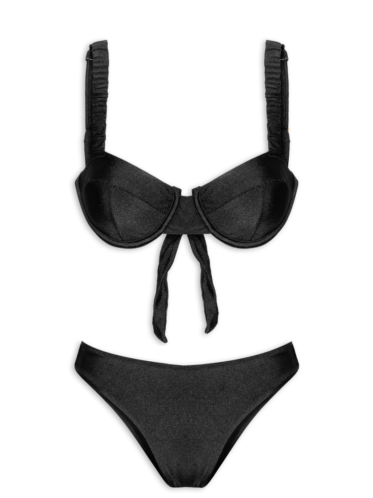 Biquíni Meia Taça Liso - Preto