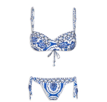 Biquíni Meia Taça Loc Mania De Azulejo - Azul