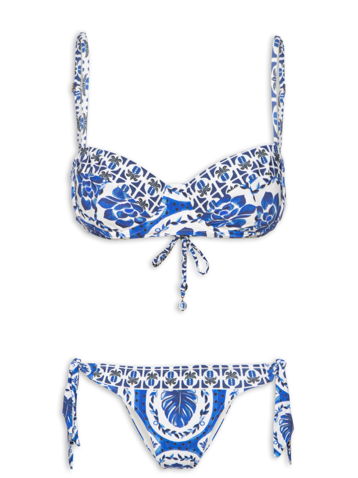 Biquíni Meia Taça Loc Mania De Azulejo - Azul