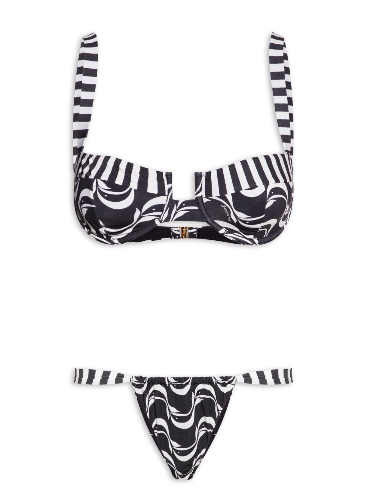 Biquíni Meia Taça Peixe Copa Preto Farm Praia