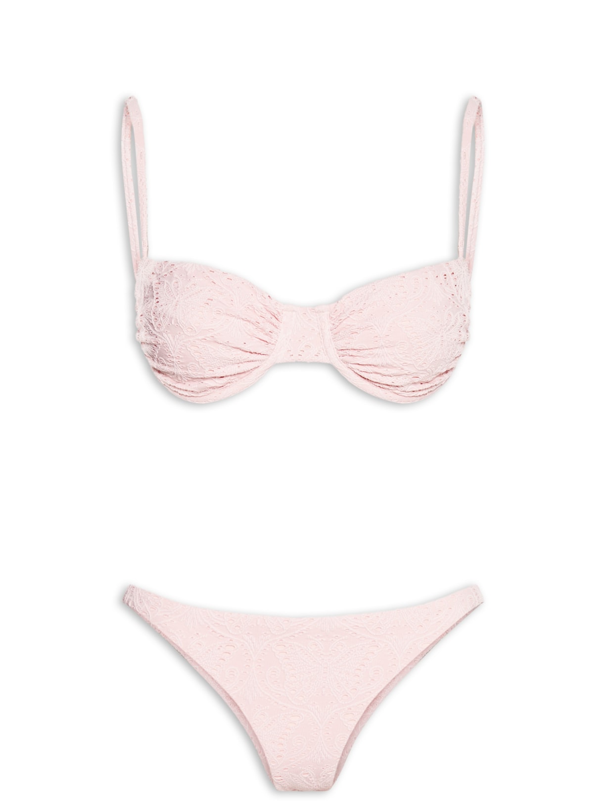 Biquíni Meia Taça Textura Borboleta Rosa Farm Praia