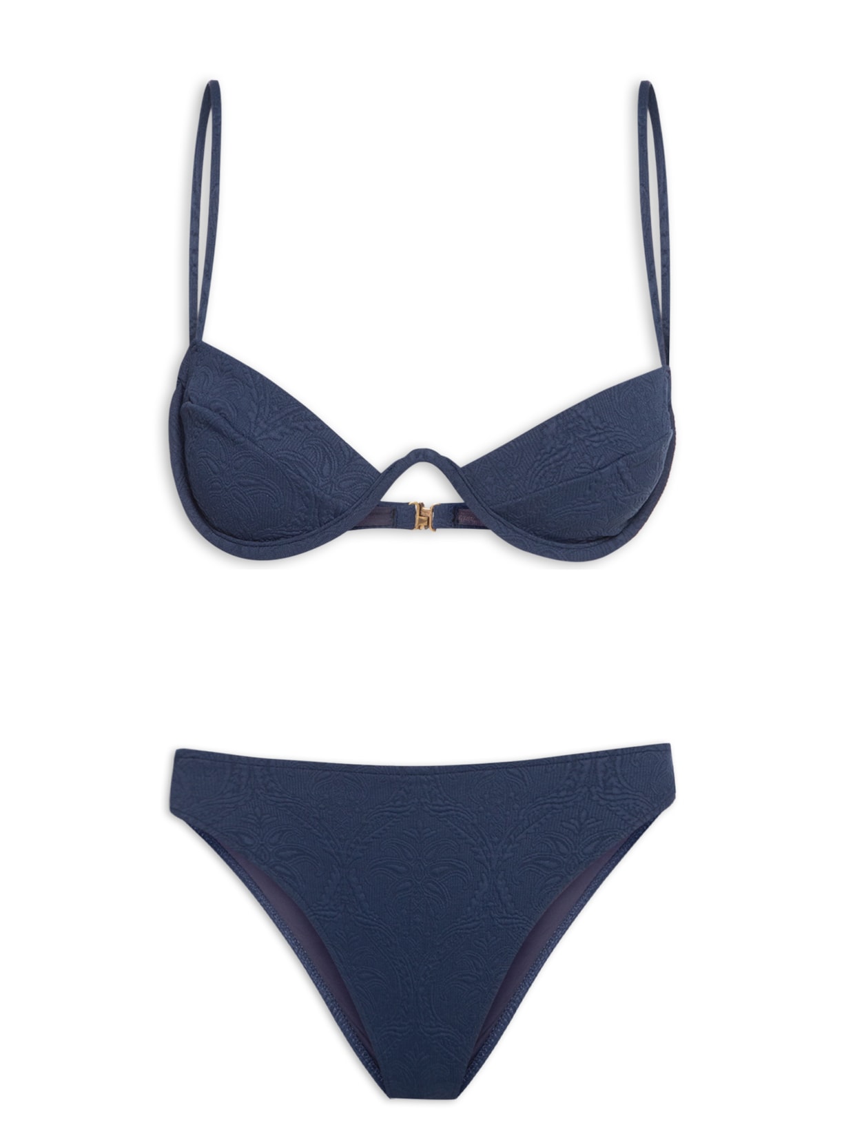 Biquíni Meia Taça Textura Coqueiro - Azul