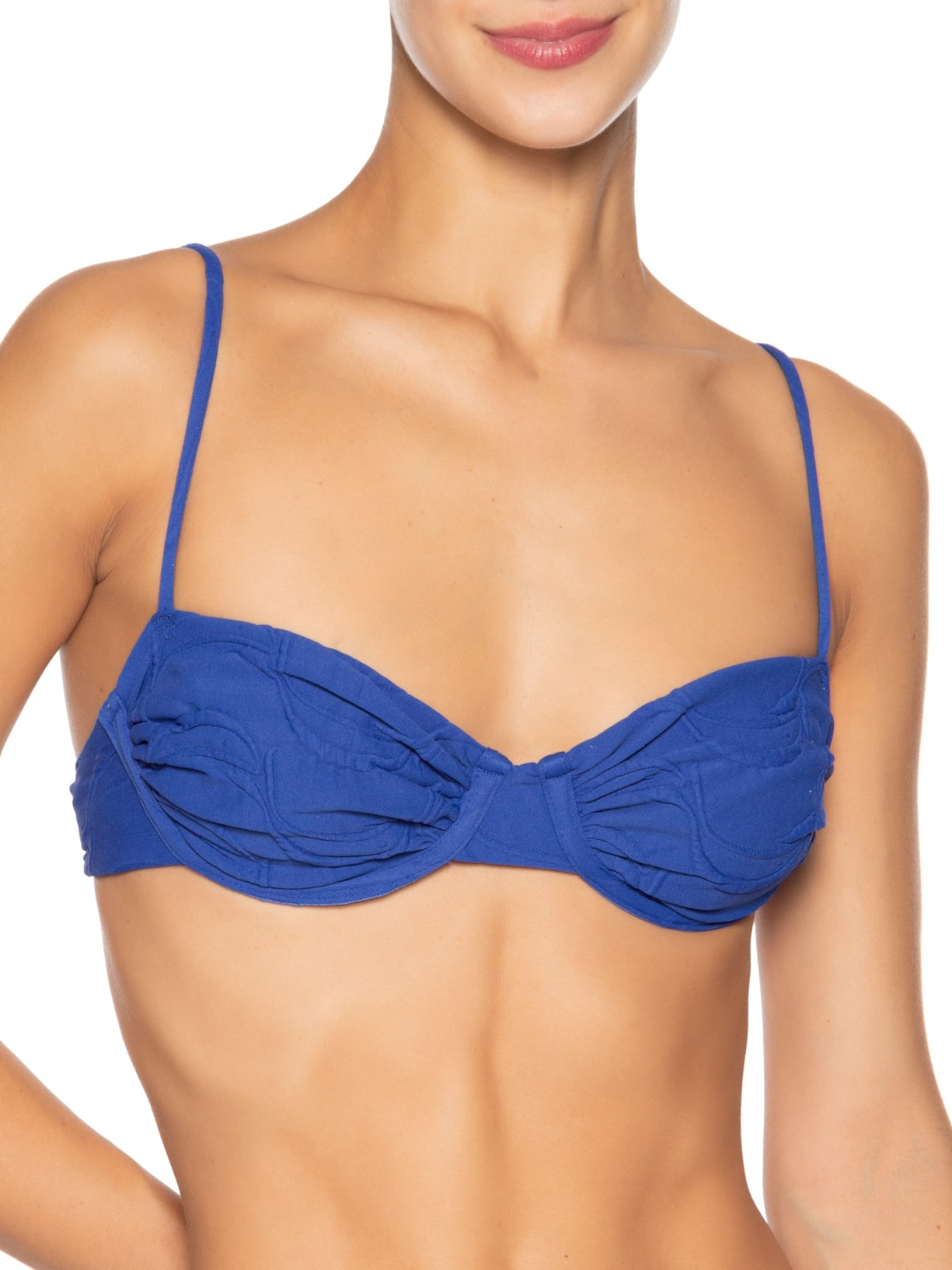 Biquíni Meia Taça Textura Peixe Azul Farm Praia