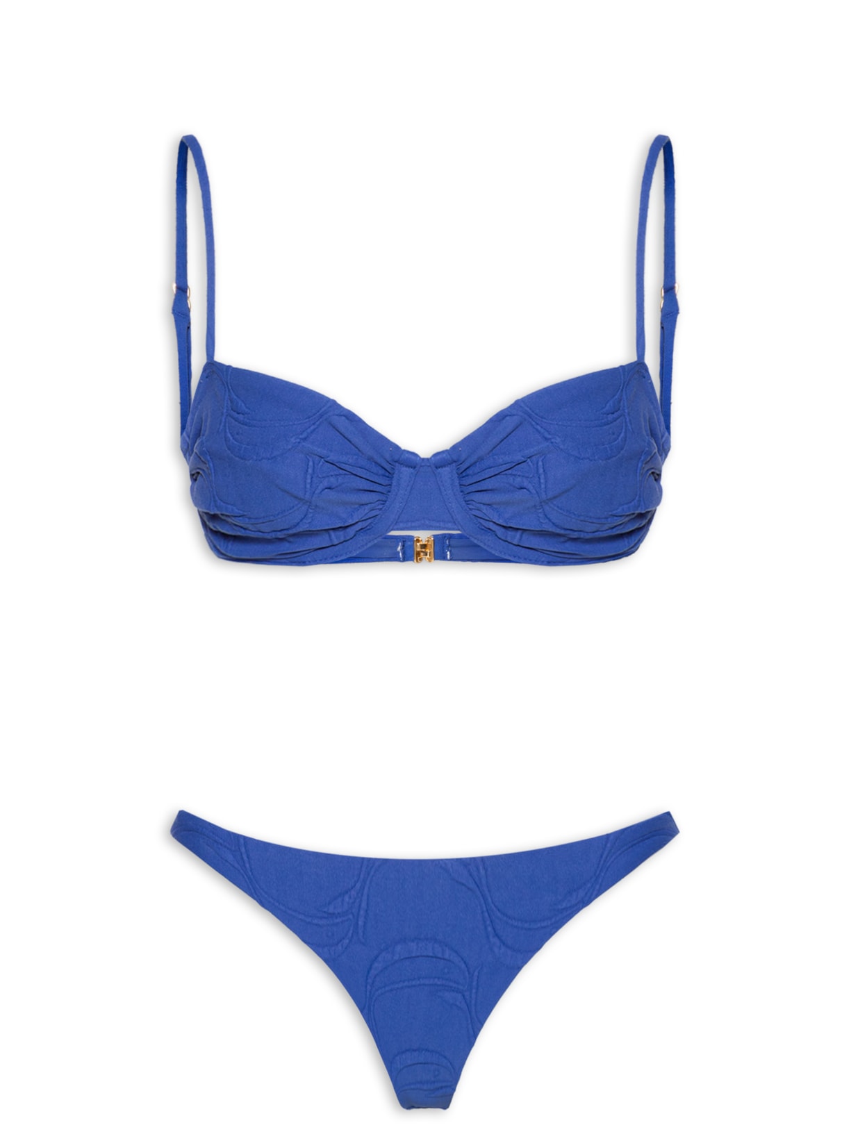 Biquíni Meia Taça Textura Peixe - Azul