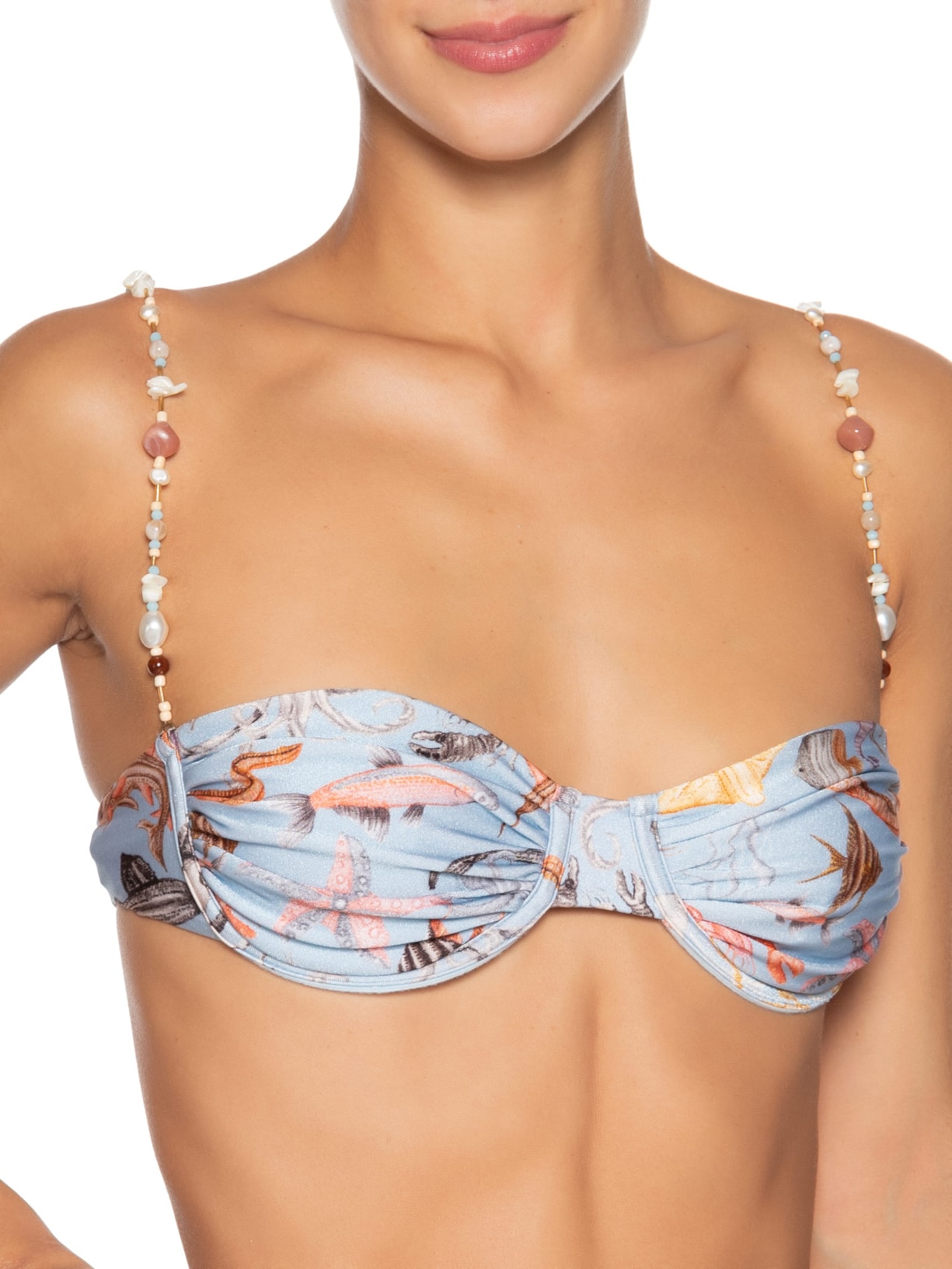 Biquíni Meia Taça Vida Marinha Azul Farm Praia