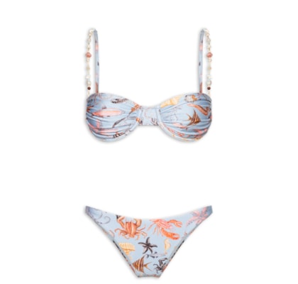 Biquíni Meia Taça Vida Marinha - Azul