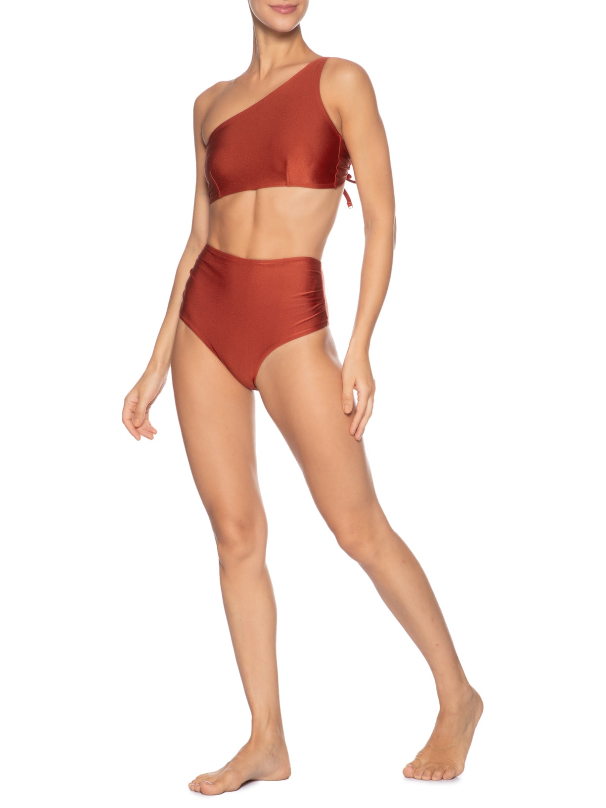 Biquíni Ombro Único Com Hot Pants Laranja '2Essential