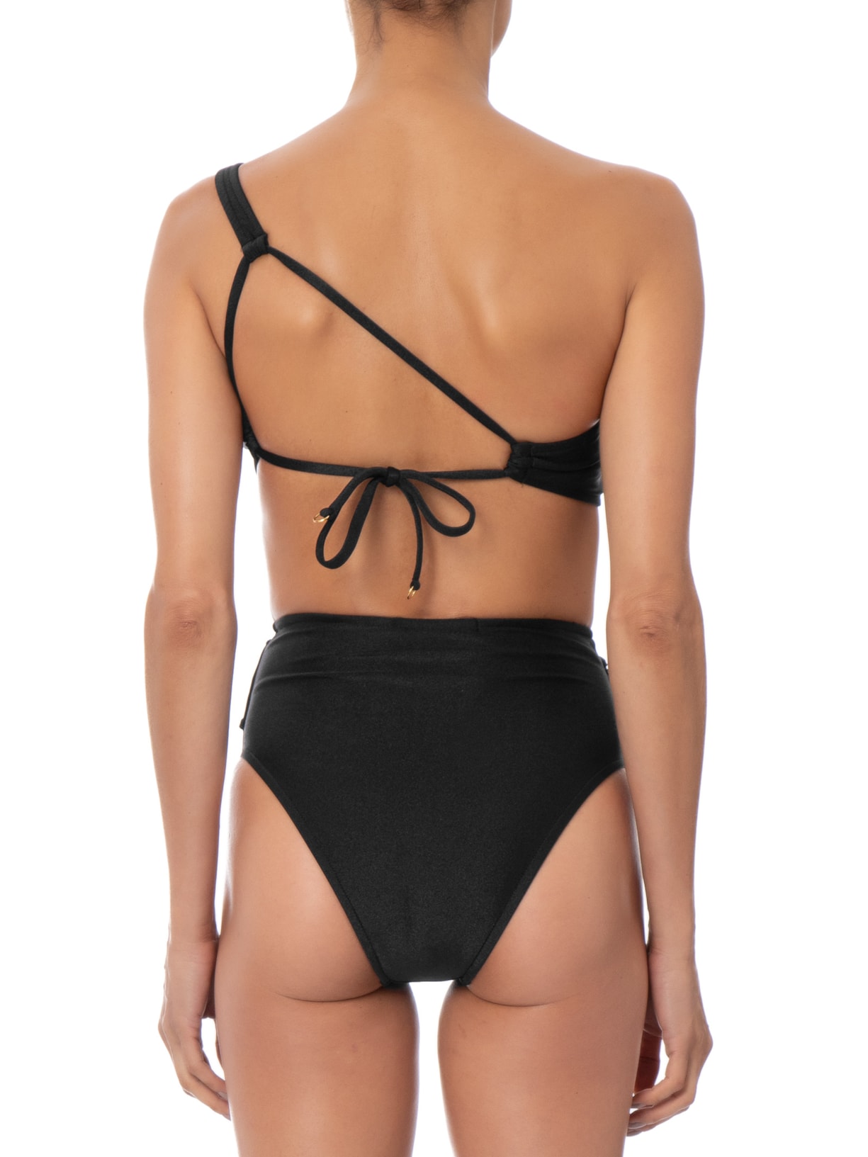 Biquíni Ombro Único Com Hot Pants Preto '2Essential