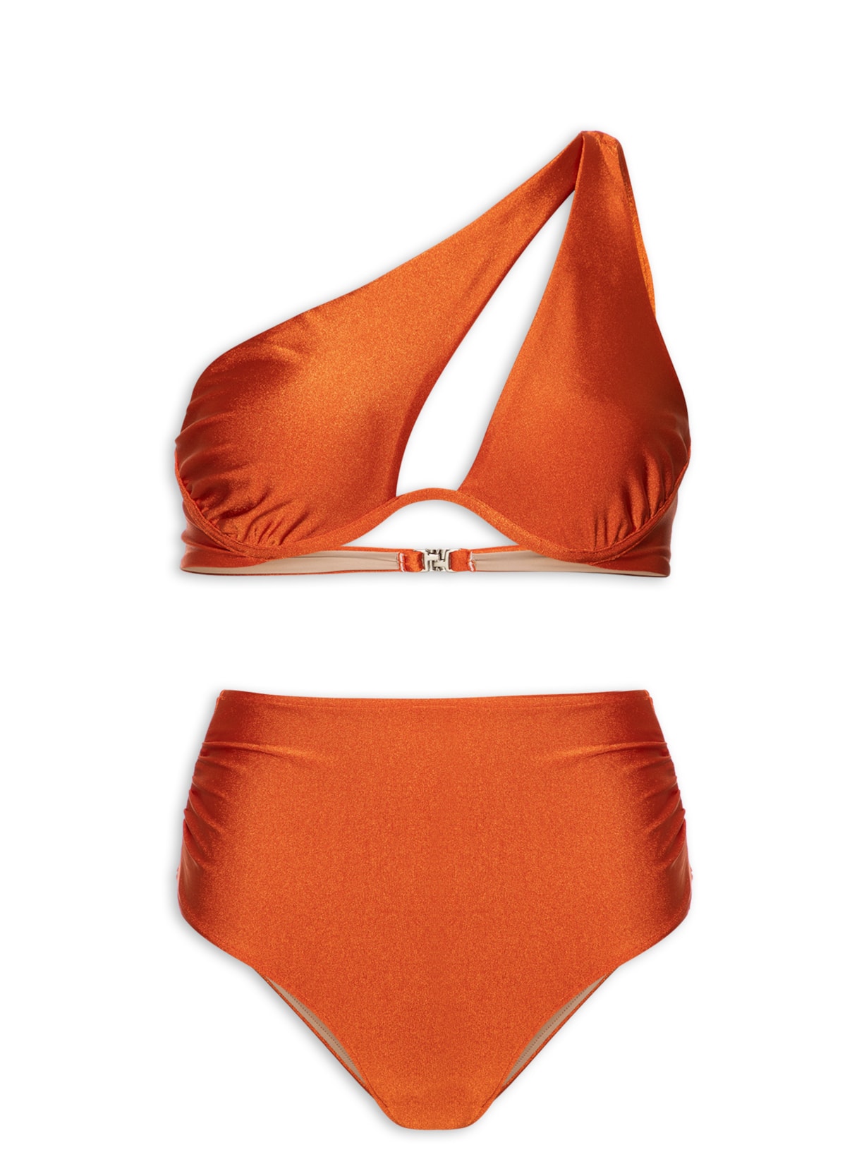 Biquíni Ombro Único E Calcinha Hot Pants - Laranja