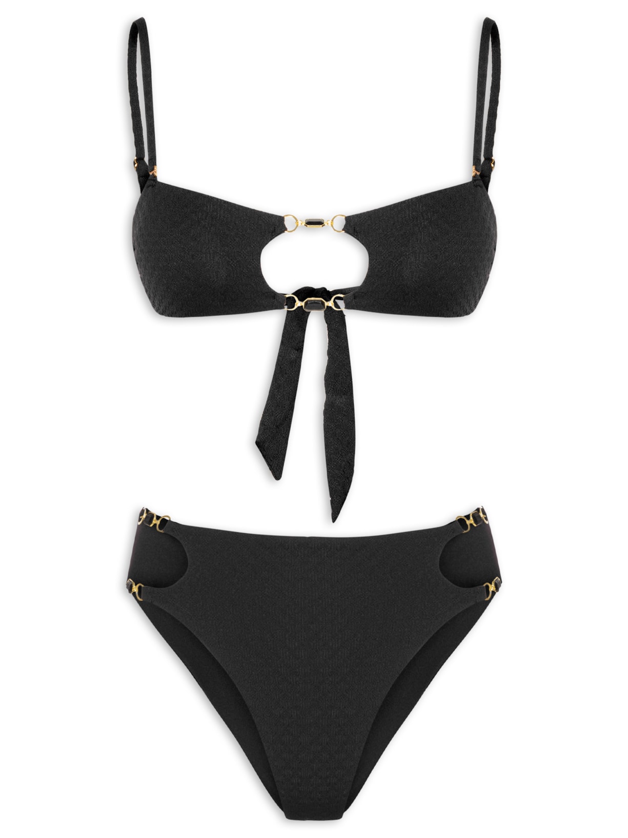 Biquíni Reto com Pedraria - Preto