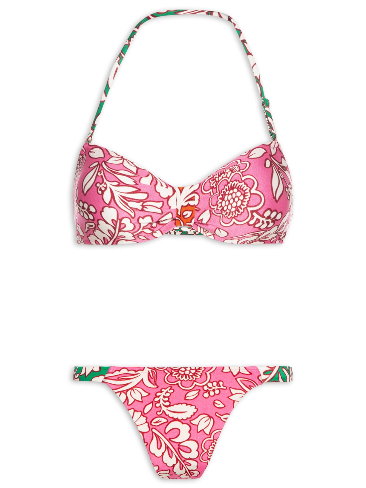 Biquíni Sem Alça Tricolor - Rosa