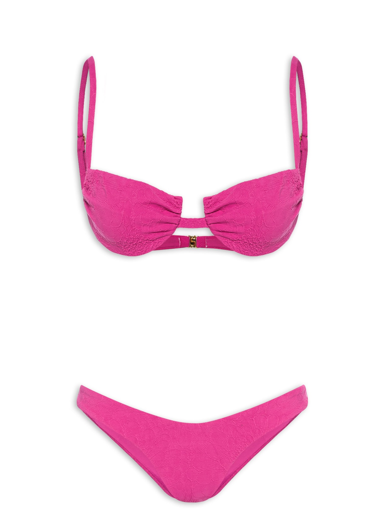 Biquíni Textura Flor Rosa Farm Praia