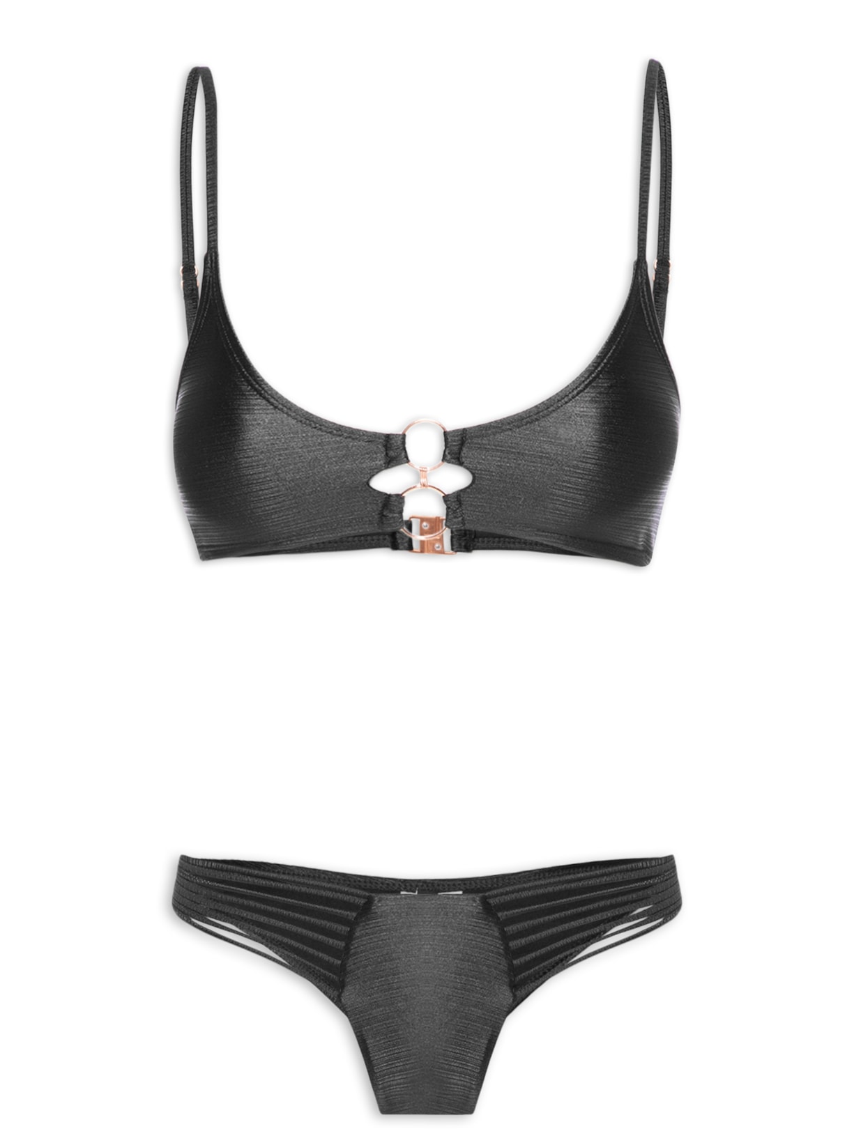 Biquíni Tiras E Argolas - Preto