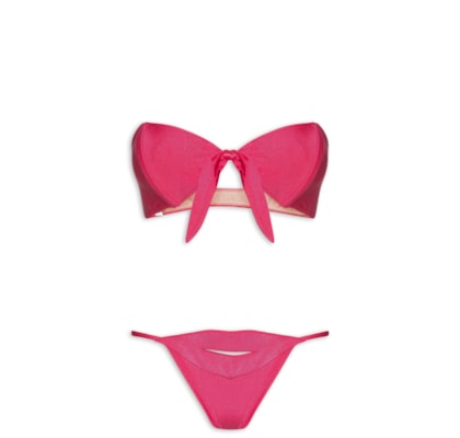 Biquíni Tomara Que Caia Com Barbatana Aplicação - Rosa
