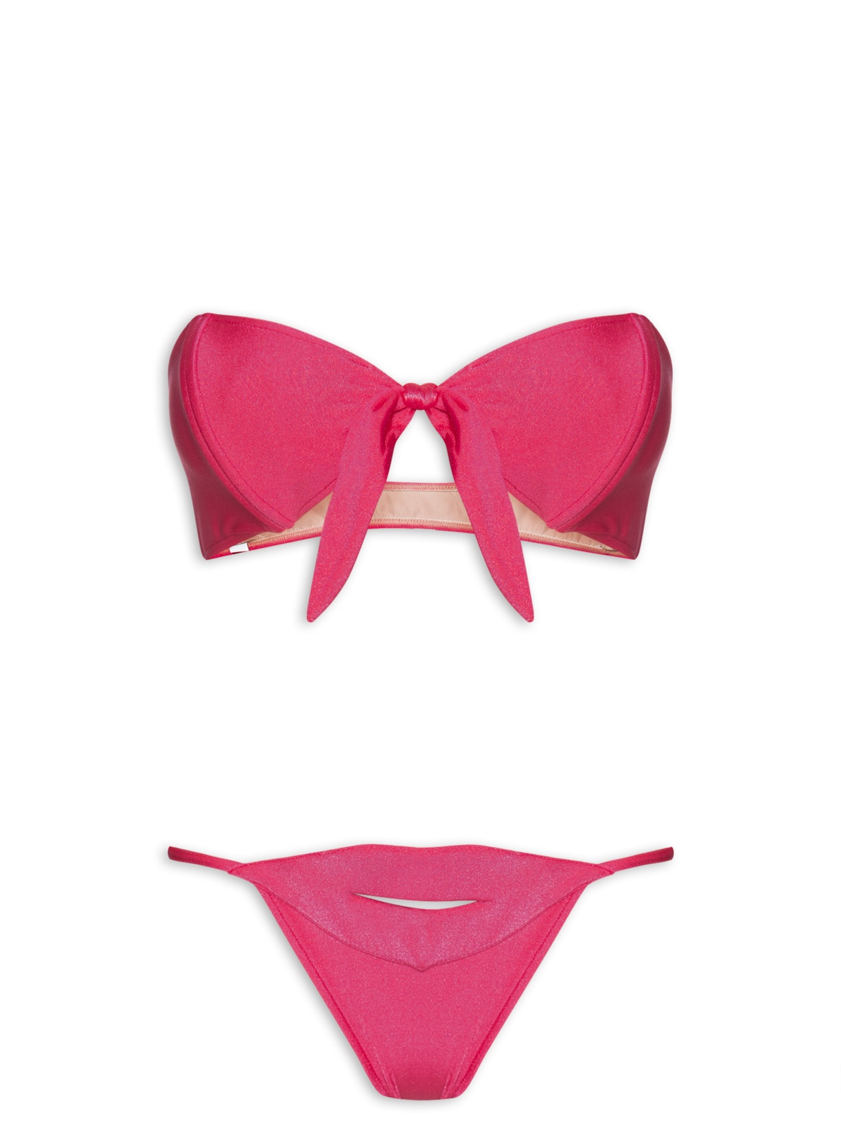 Biquíni Tomara Que Caia Com Barbatana Aplicação - Rosa