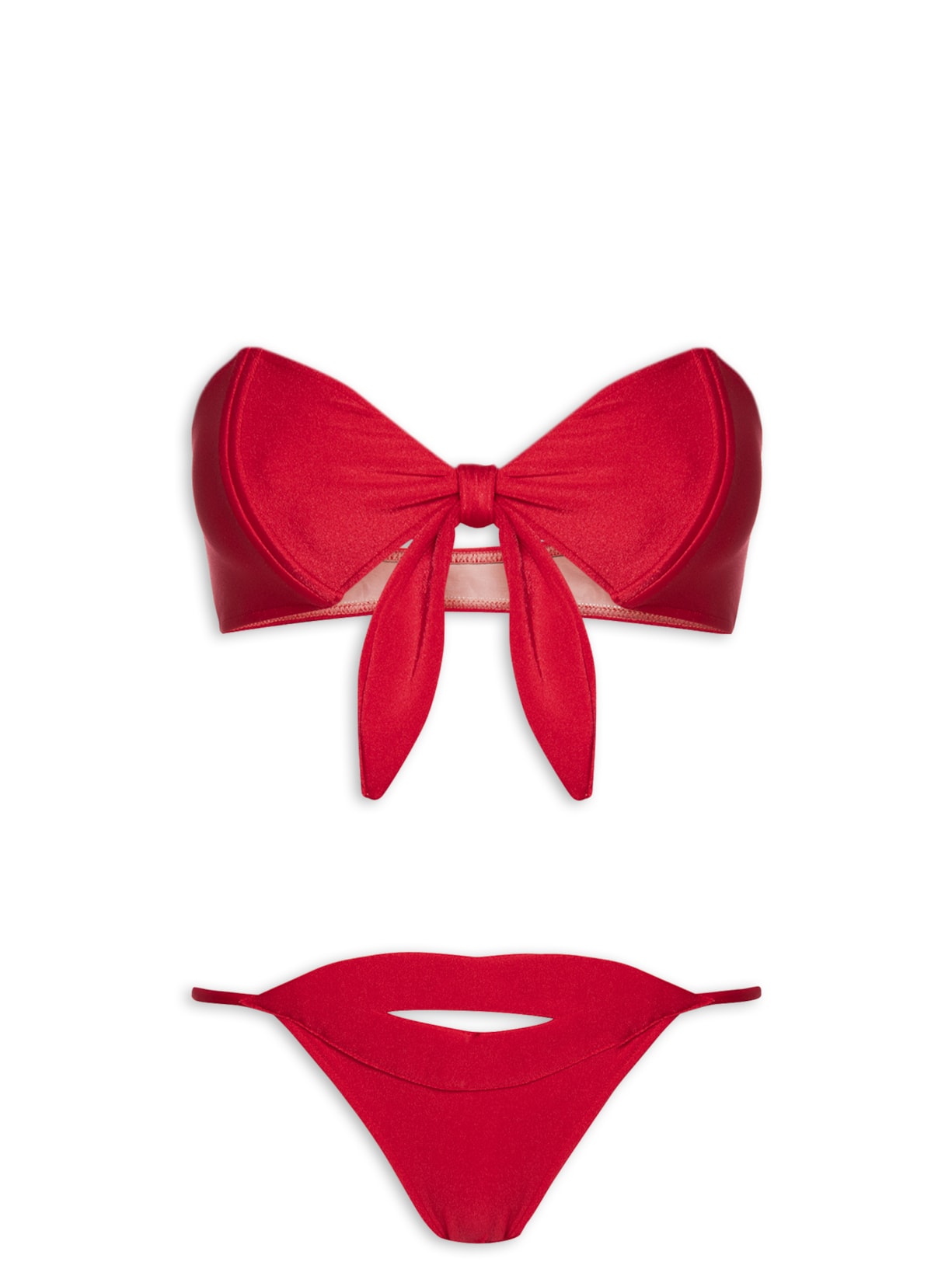 Biquíni Tomara Que Caia Com Barbatana Aplicação Vermelho Shop2gether + Adriana Degreas