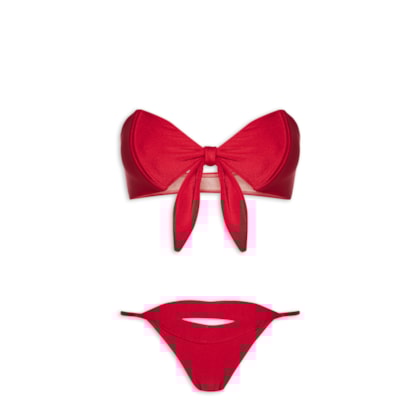 Biquíni Tomara Que Caia Com Barbatana Aplicação - Vermelho
