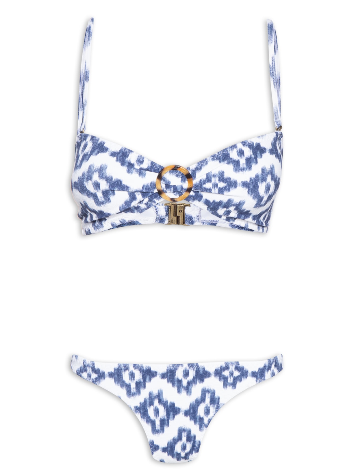 Biquíni Tomara Que Caia Tanga Lateral Média Estampado - Azul