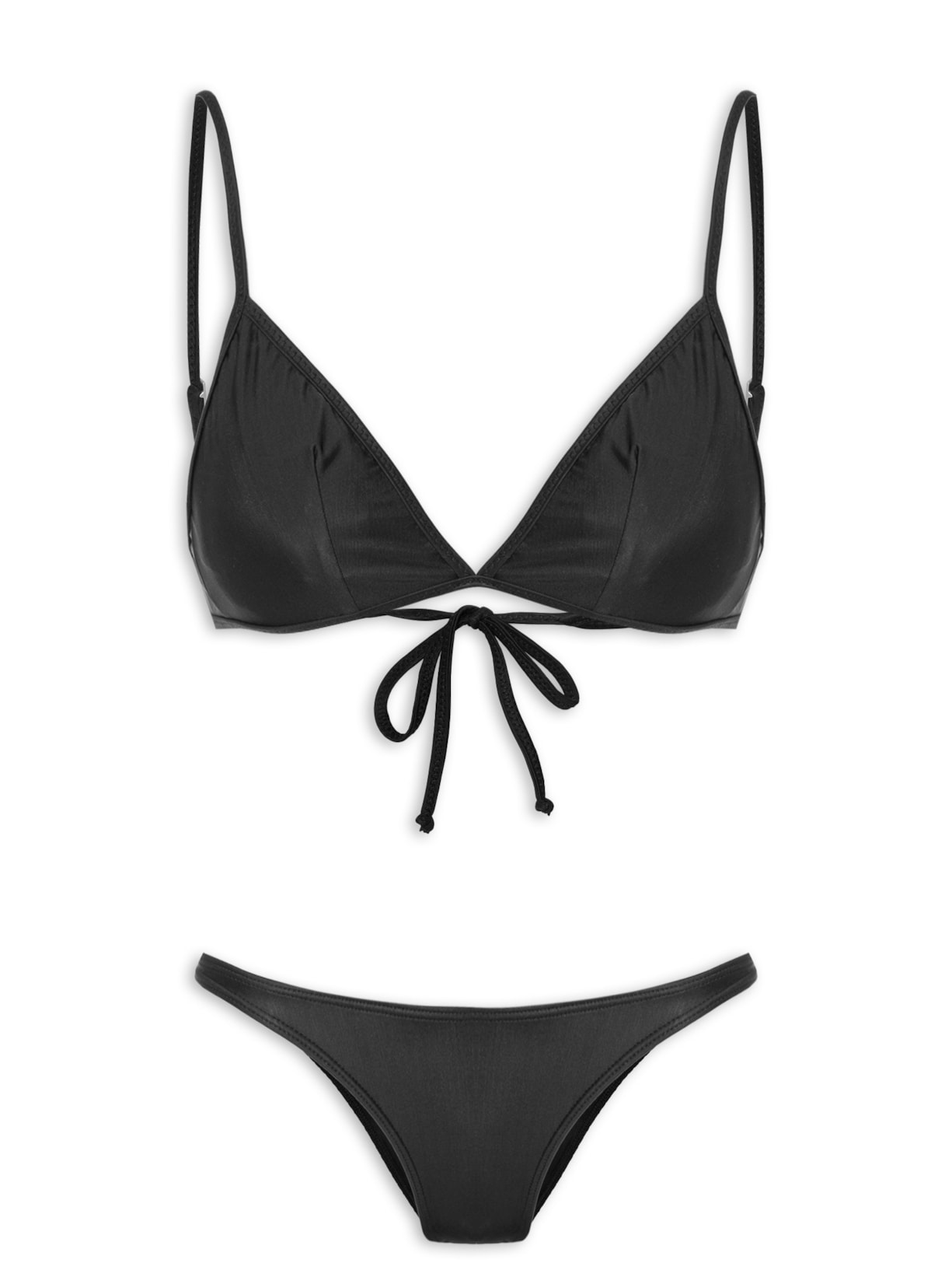 Biquíni Top Especial Liso Tanga Asa Delta Lisa - Preto