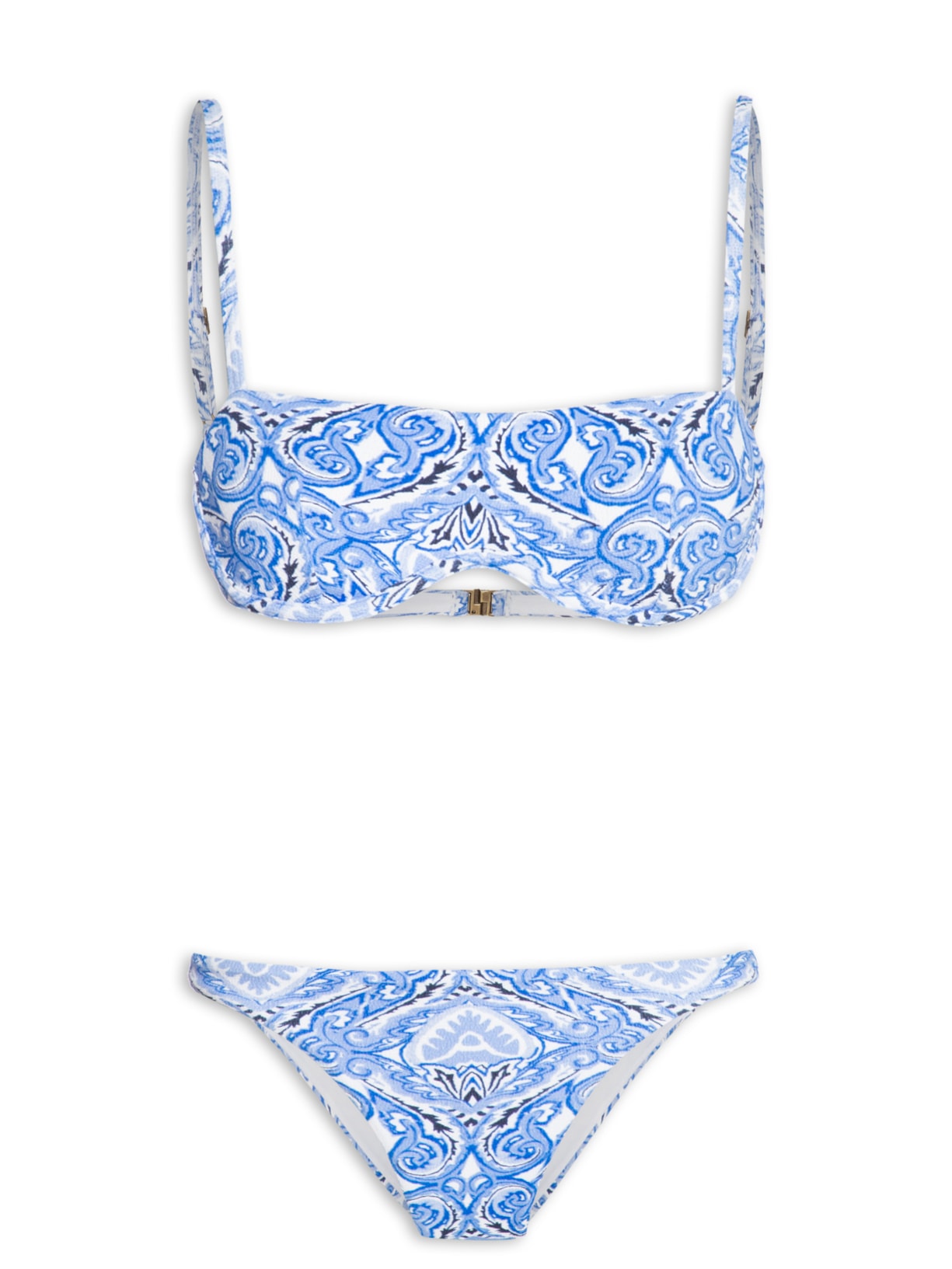 Biquíni Top Meia Taça Tanga Lateral Estreita - Azul