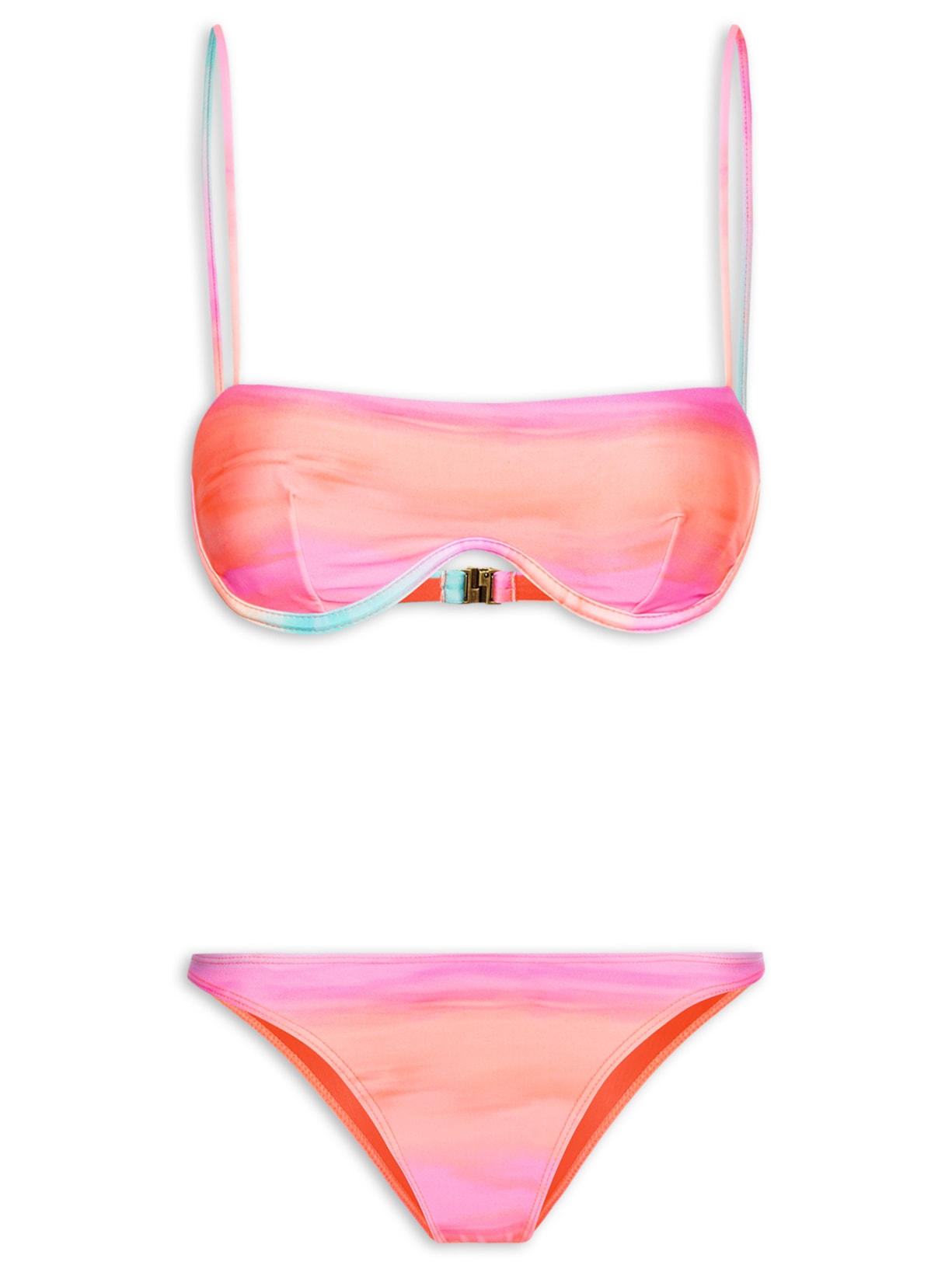 Biquíni Top Meia Taça Tanga Lateral Media Estampada - Rosa