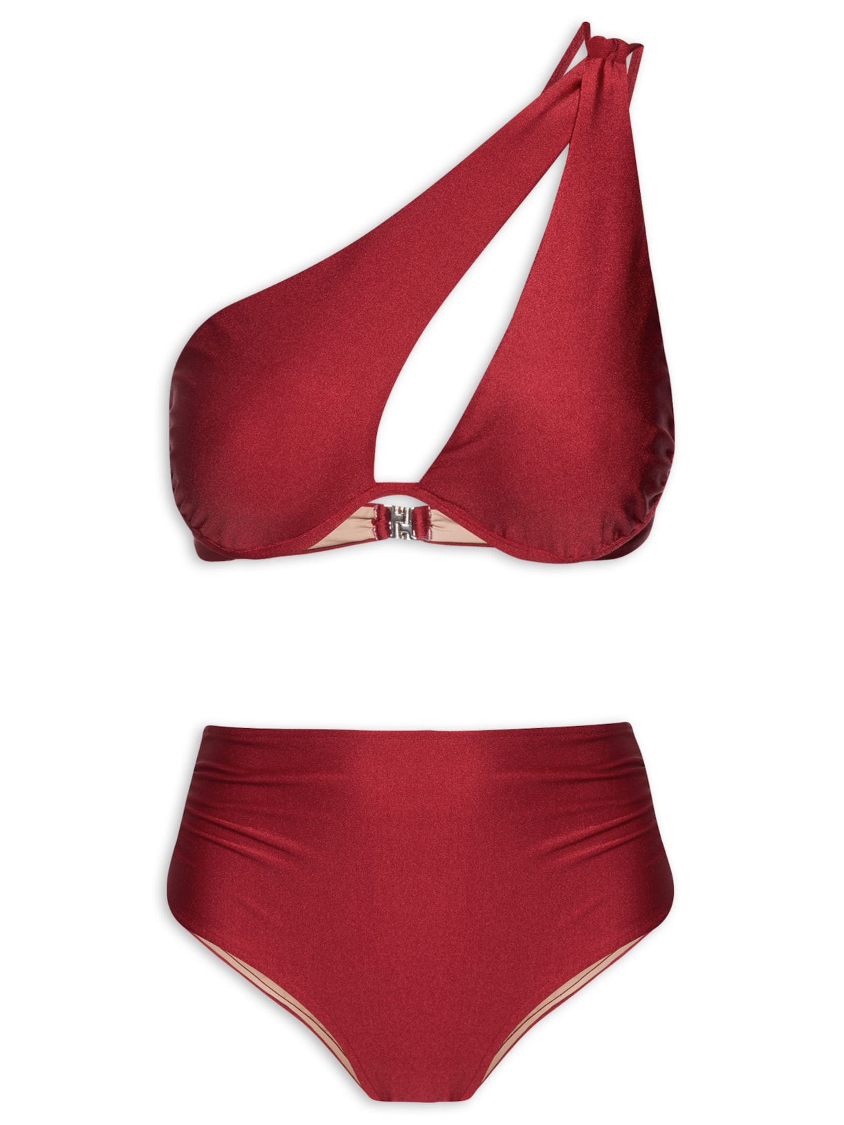 Biquíni Top Ombro Só E Calcinha Hot Pants - Vermelho