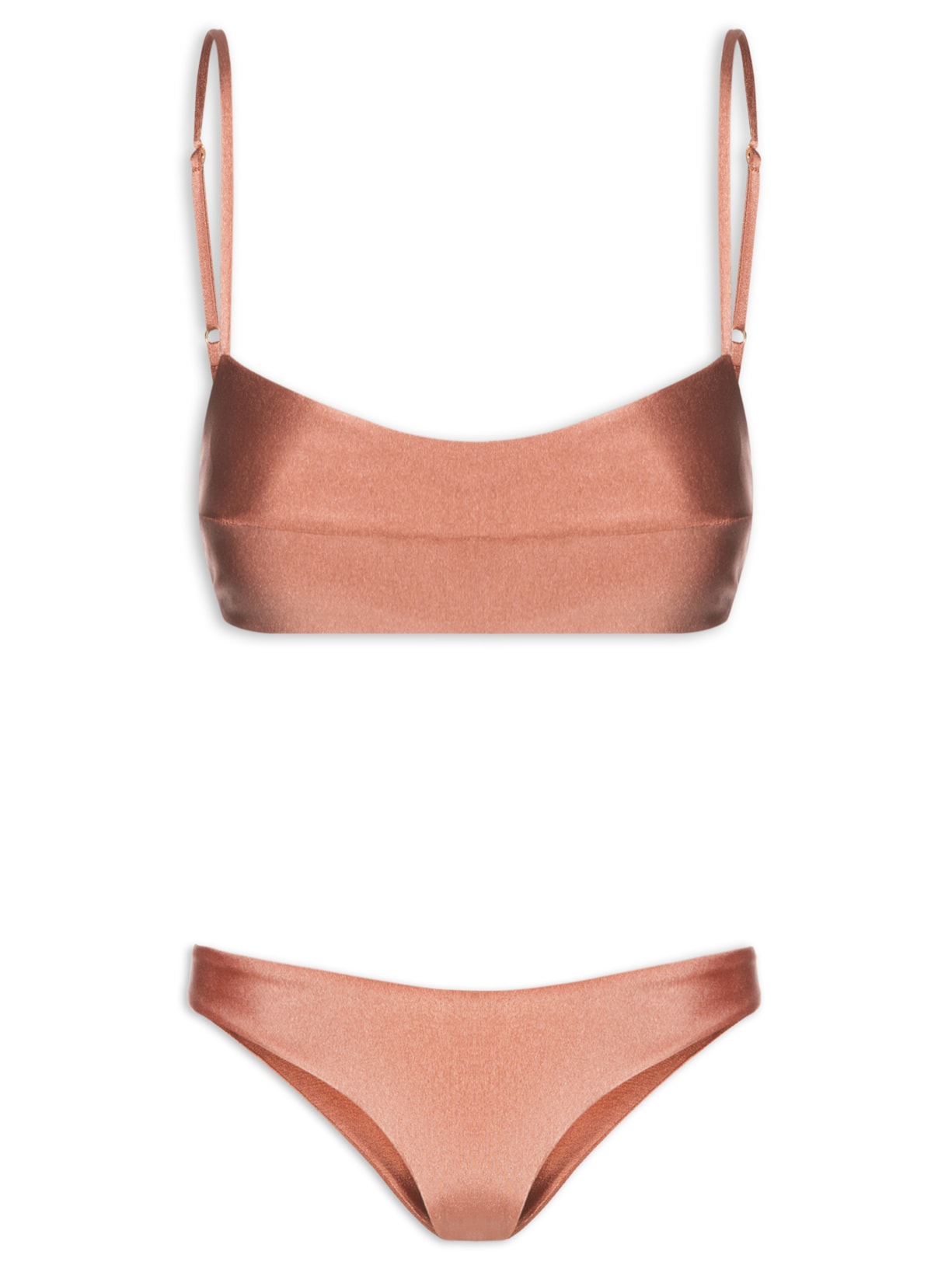 Biquíni Top Reto Com Calcinha Fixa - Marrom