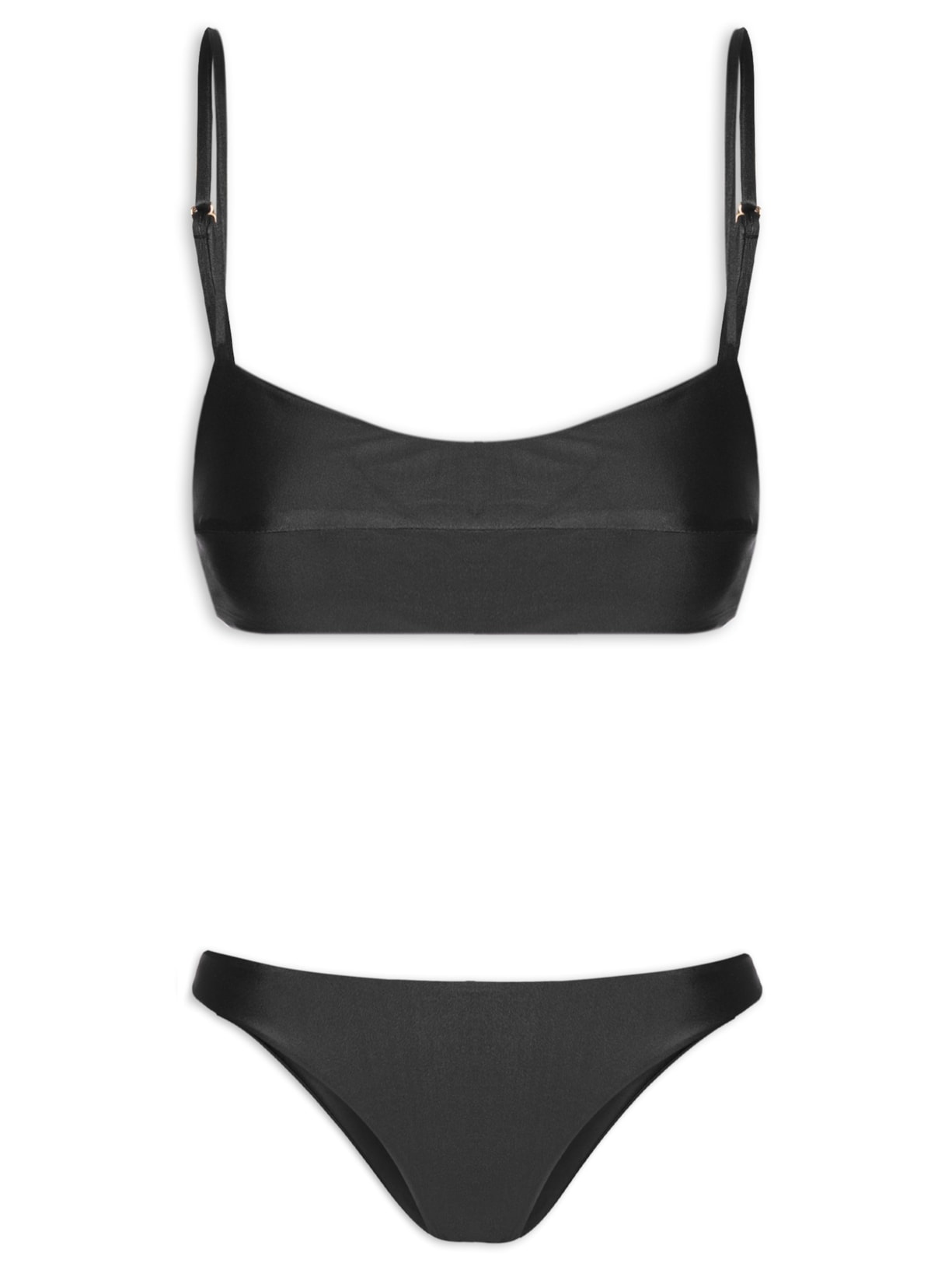 Biquíni Top Reto Com Calcinha Fixa - Preto