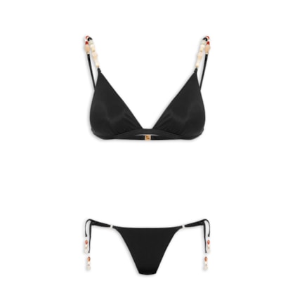 Biquini Tri Básico Alça Pedras Bojo - Preto
