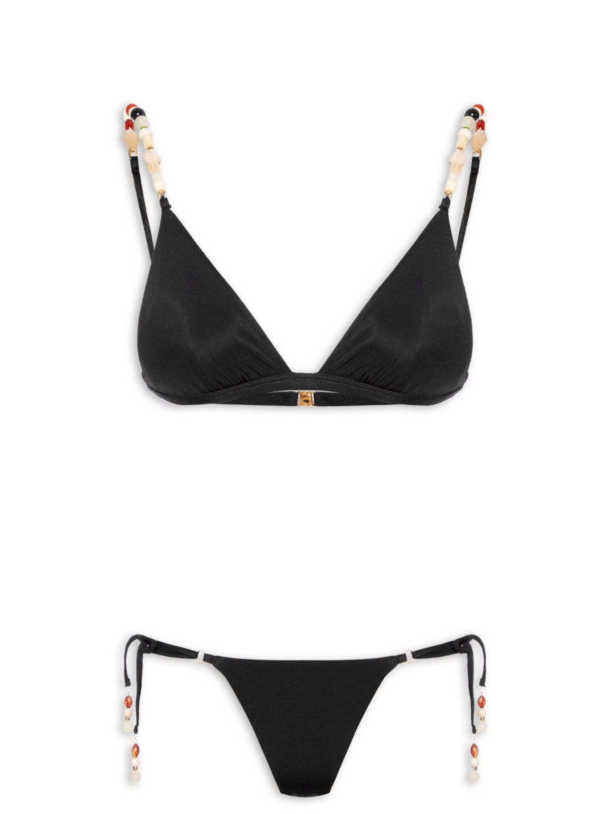 Biquini Tri Básico Alça Pedras Bojo - Preto