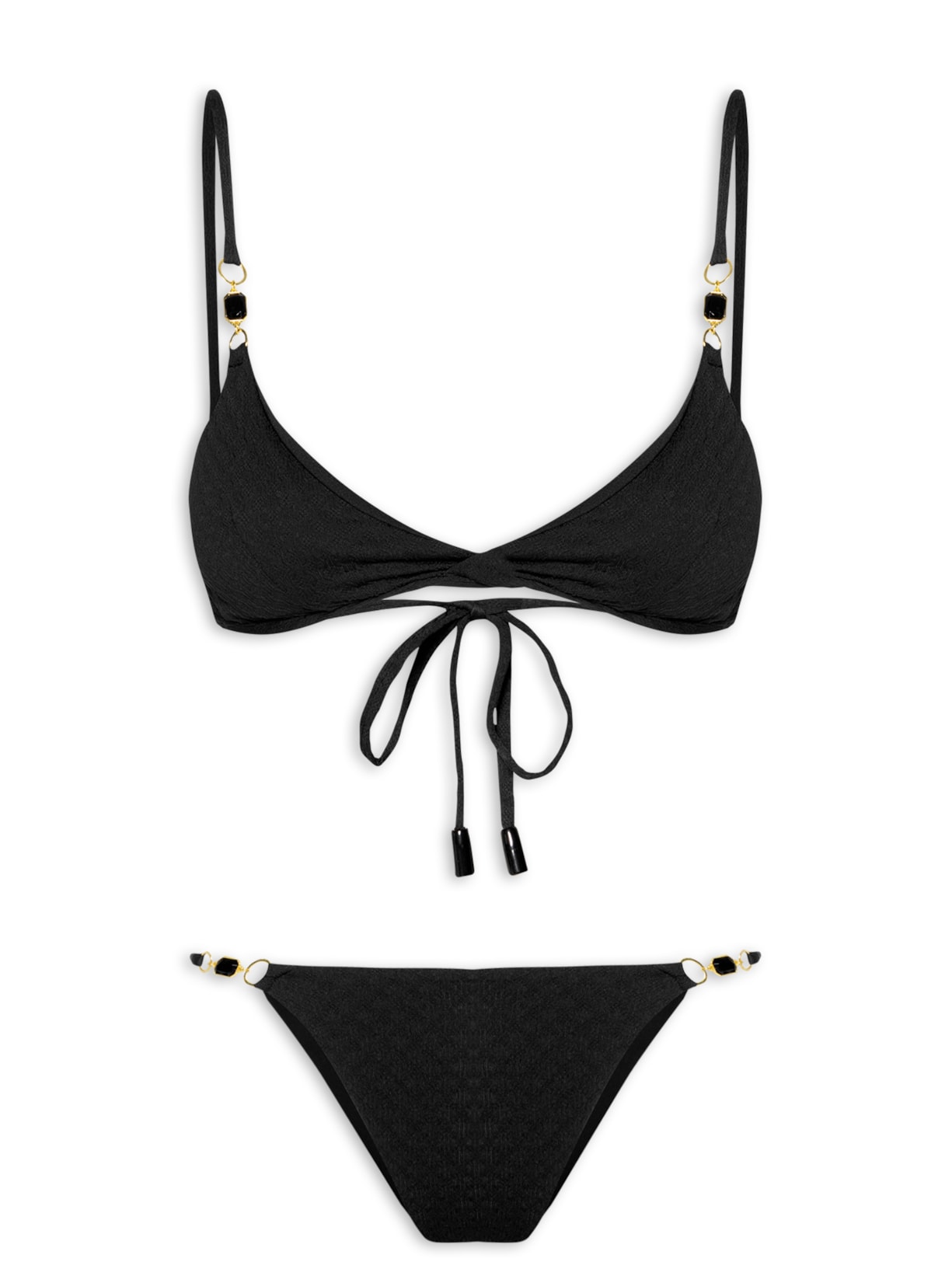 Biquíni Triangulo Com Detalhe Em Pedraria - Preto