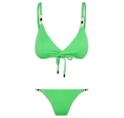 Biquíni Triângulo Com Detalhe Em Pedraria - Verde